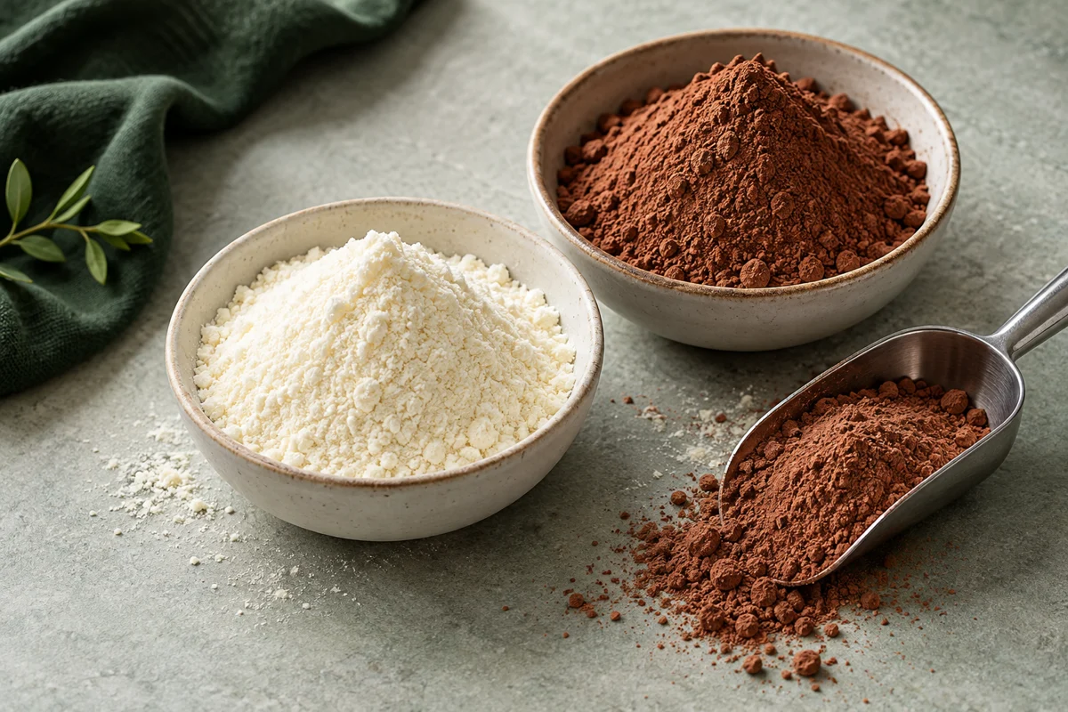 Mezclas claras y de cacao en polvo